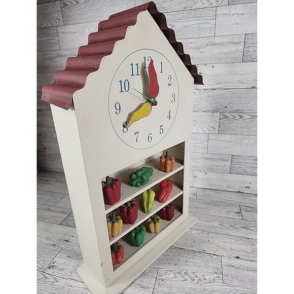 Vintage Kitchen Pepper Shelf Clock 16" Barn Farmhouse Decor Wall Or Countertop - Picture 11 of 11